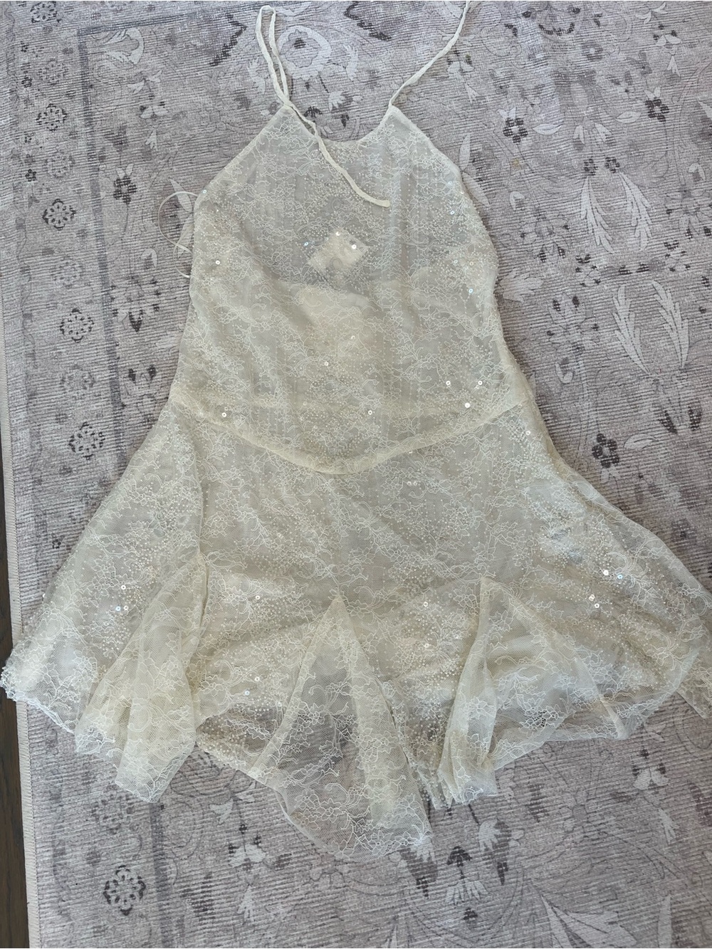 Zara Cream Lace Sequin Slip Chemise